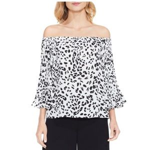 Vince Camuto White Animal Whispers Bell Sleeve top